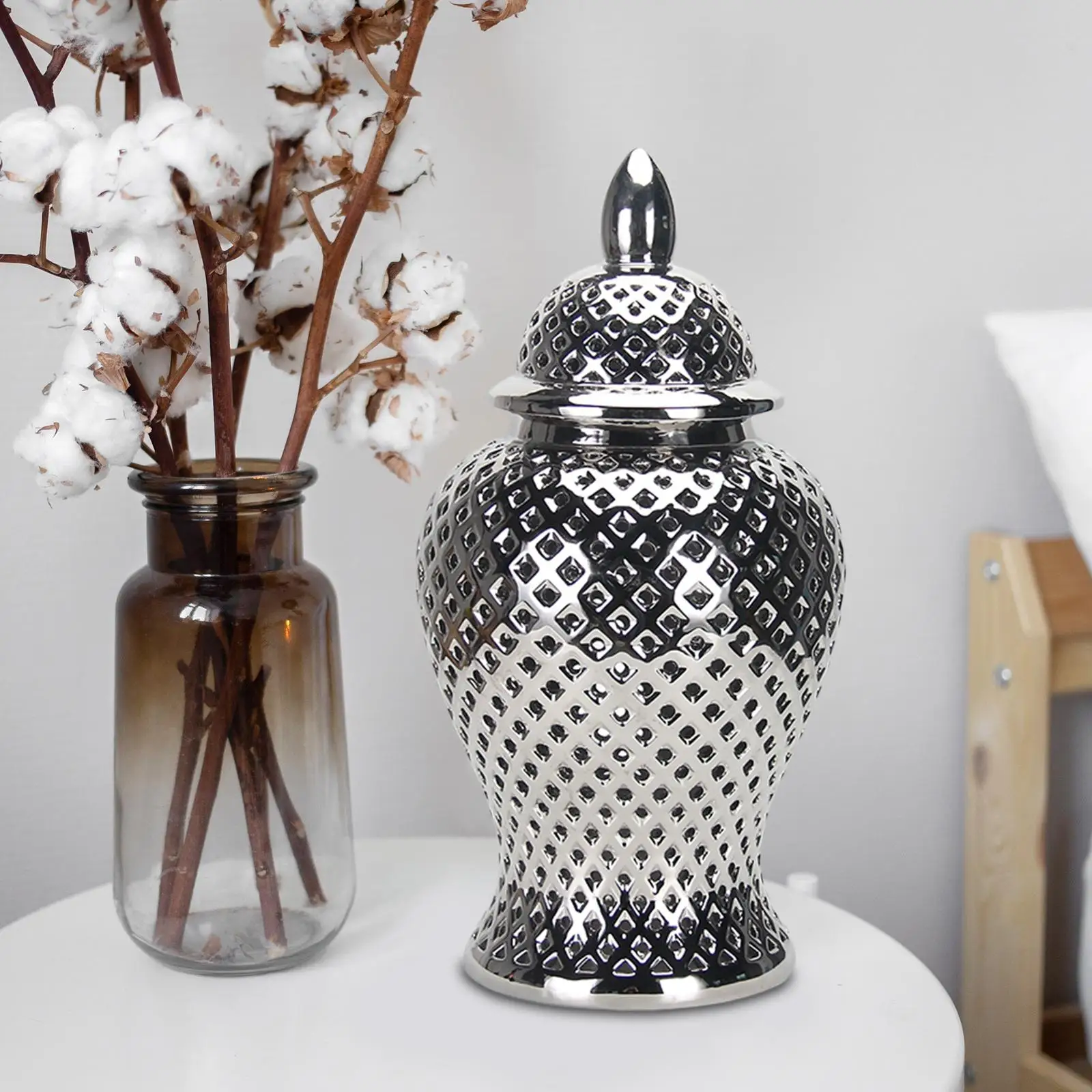 Ceramic Ginger Jar Centerpiece Multi Purpose Luxury Table Storage Jar Vase for Desk Bookshelf Office Desktop Kitchen Decor
Ceramic Ginger Jar Centerpiece Multi Purpose Luxury Table Storage Jar Vase for Desk Bookshelf Office Desktop Kitchen Decor
