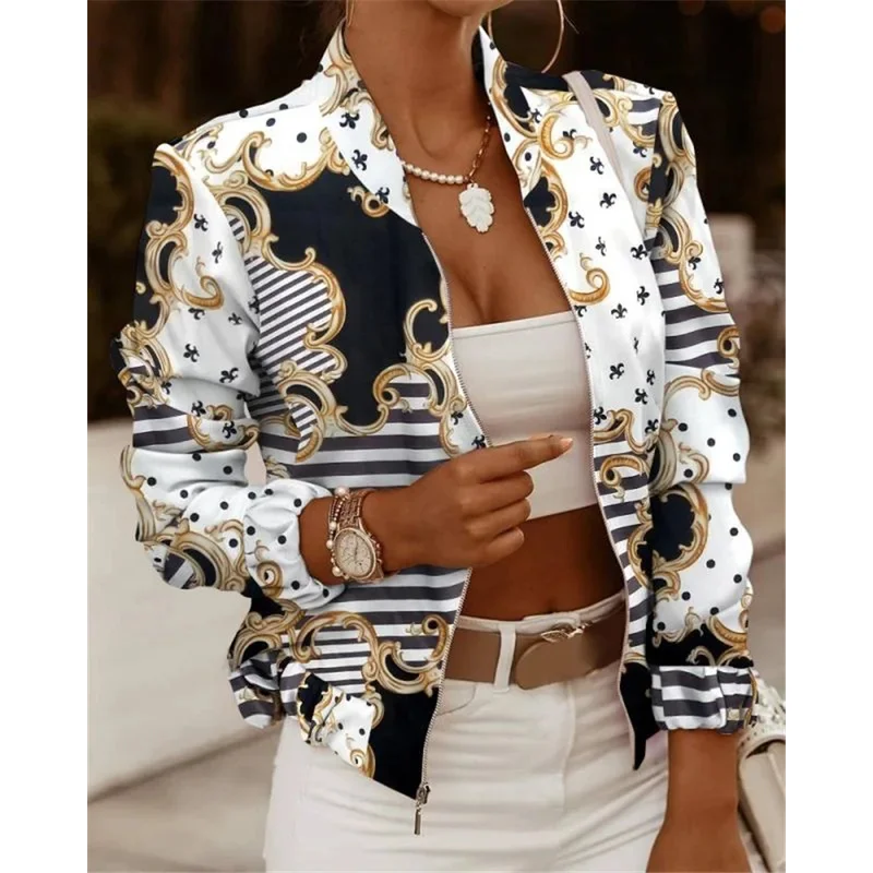 Байкерские куртки-бомберы с принтом, женские весенне-осенние повседневные куртки с цветочным принтом и длинными рукавами и карманами, уличная одежда, женская тонкая верхняя одежда на молнии
Байкерские куртки-бомберы с принтом, женские весенне-осенние повседневные куртки с цветочным принтом и длинными рукавами и карманами, уличная одежда, женская тонкая верхняя одежда на молнии