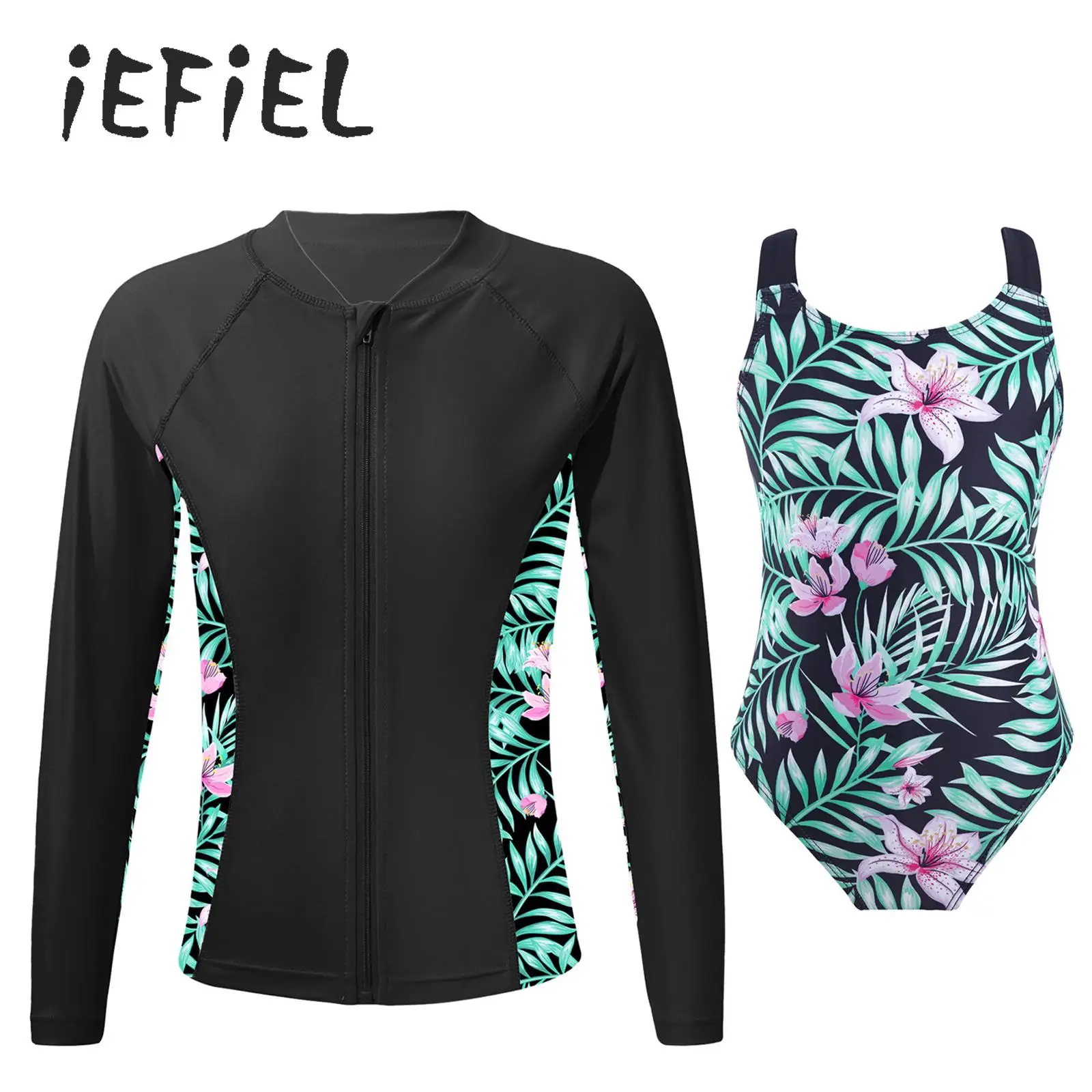 Kids Girl Rash Guard Swimsuit Floral Print Sleeveless Bodysuit Jumpsuit with Over Coat Bathing Suit Beach Surfing Swimwear
Kids Girl Rash Guard Swimsuit Floral Print Sleeveless Bodysuit Jumpsuit with Over Coat Bathing Suit Beach Surfing Swimwear