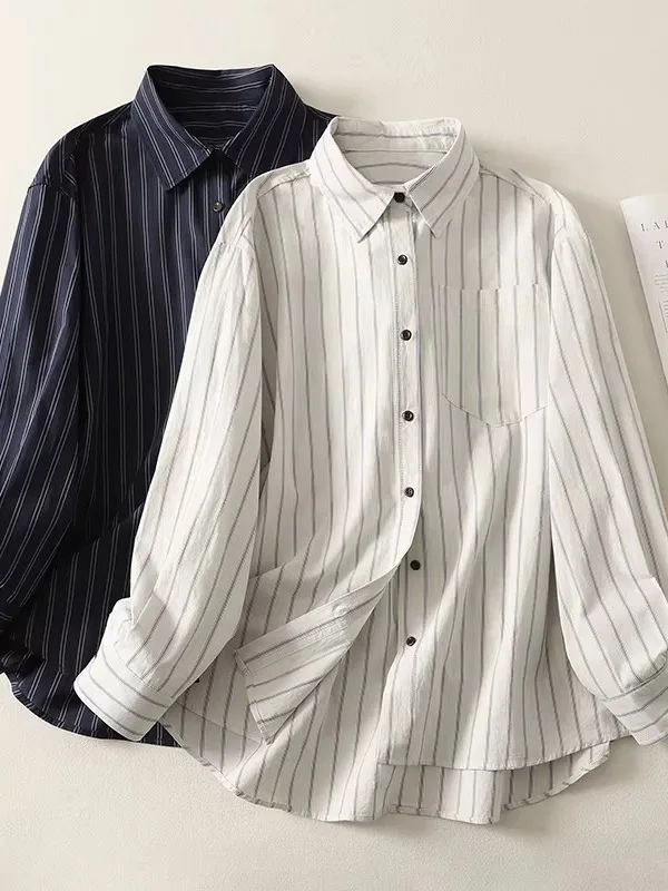 Casual Long Sleeve Shirt Women's plus Size Loose Versatile Slimming Ageless High-End Feeling Top Button Cut Label
Casual Long Sleeve Shirt Women's plus Size Loose Versatile Slimming Ageless High-End Feeling Top Button Cut Label