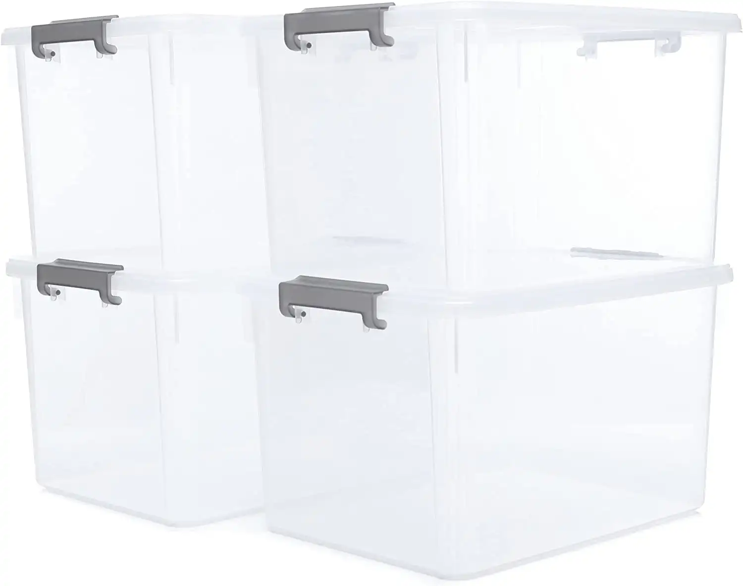 32 Qt Clear Storage Bins with Lids Plastic Stackable Storage Containers 4 Packs
32 Qt Clear Storage Bins with Lids Plastic Stackable Storage Containers 4 Packs