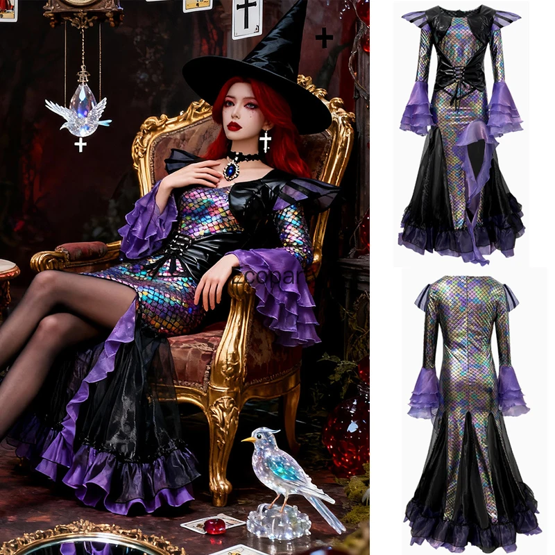 New Women Halloween Dark Mermaid Costume Fancy Gothic Witch Mermaid Cosplay Dress Up Carnival Female Masquerade Party Outfits
New Women Halloween Dark Mermaid Costume Fancy Gothic Witch Mermaid Cosplay Dress Up Carnival Female Masquerade Party Outfits