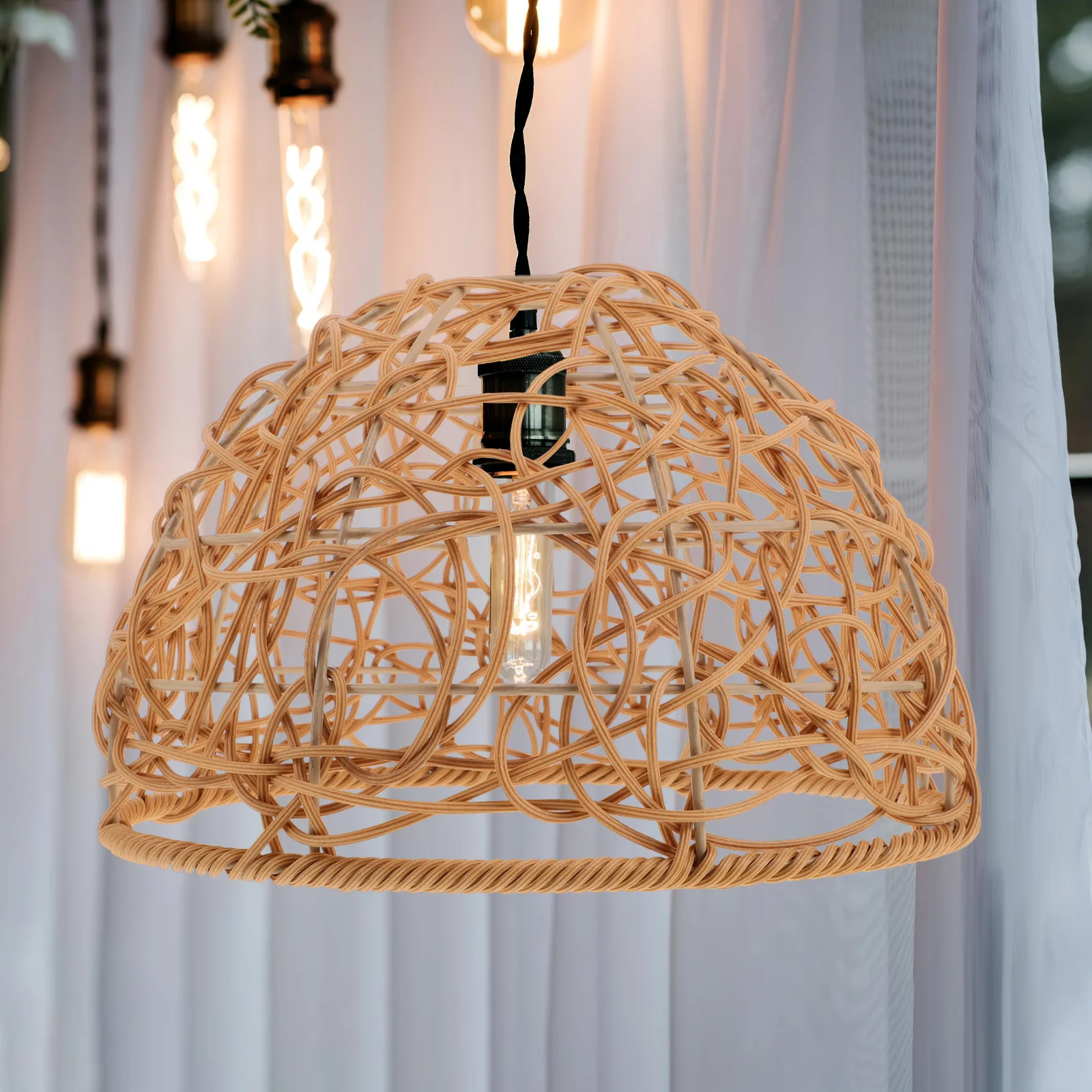 Faux Rattan Woven Lampshade Handmade Minimalist Pendant Shade for Living Room Bedroom Farmhouse Interior Decoration Lighting
Faux Rattan Woven Lampshade Handmade Minimalist Pendant Shade for Living Room Bedroom Farmhouse Interior Decoration Lighting