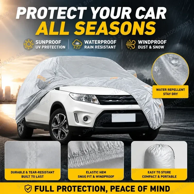 For Suzuki Vitara 210T Car Cover Outdoor All-Weather UV Sun Rain Snow Dust Hail Protection Breathable Waterproof Auto Cover
For Suzuki Vitara 210T Car Cover Outdoor All-Weather UV Sun Rain Snow Dust Hail Protection Breathable Waterproof Auto Cover