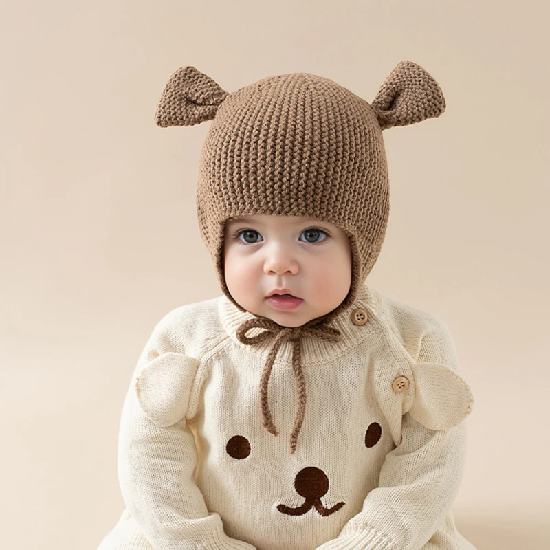 Baby Knitted Hats Solid Ear Protection Warm Lace-Up Beanies Caps Infant Girls Boys Cute Soft Comfortable Bonnet Shoot Wear 6-24M
Baby Knitted Hats Solid Ear Protection Warm Lace-Up Beanies Caps Infant Girls Boys Cute Soft Comfortable Bonnet Shoot Wear 6-24M