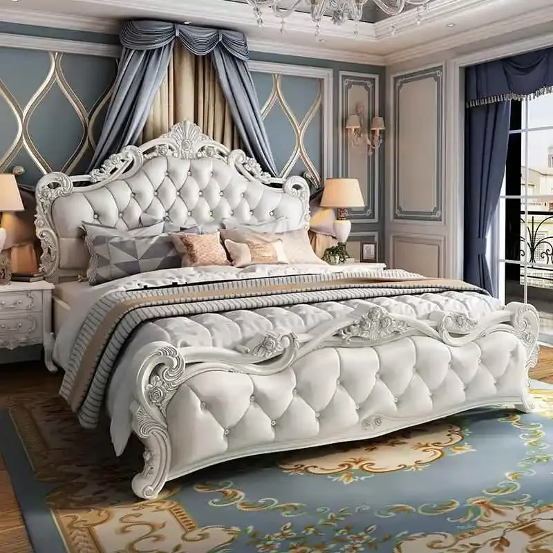 European-style bed double bed, modern simple widened solid wood master bed, luxury white princess bed
European-style bed double bed, modern simple widened solid wood master bed, luxury white princess bed