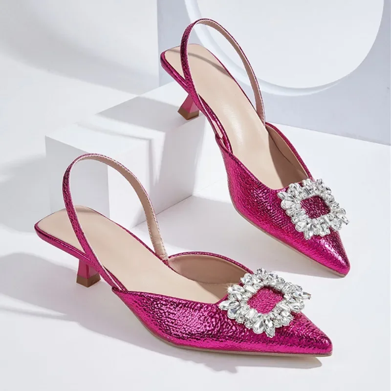 Summer Pointed Toe Pink Rhinestone Mules New Fashions Pumps Women Shoes Low Heel Back Strappy Party Wedding Shoes Heeled Sandals
Summer Pointed Toe Pink Rhinestone Mules New Fashions Pumps Women Shoes Low Heel Back Strappy Party Wedding Shoes Heeled Sandals
