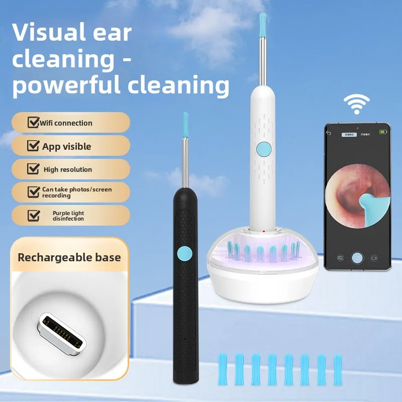 Smart Visual Ear Wax Remover with Charging Base, HD WiFi Ear Cleaner with LED Light, Reusable Ear Pick Kit
Smart Visual Ear Wax Remover with Charging Base, HD WiFi Ear Cleaner with LED Light, Reusable Ear Pick Kit