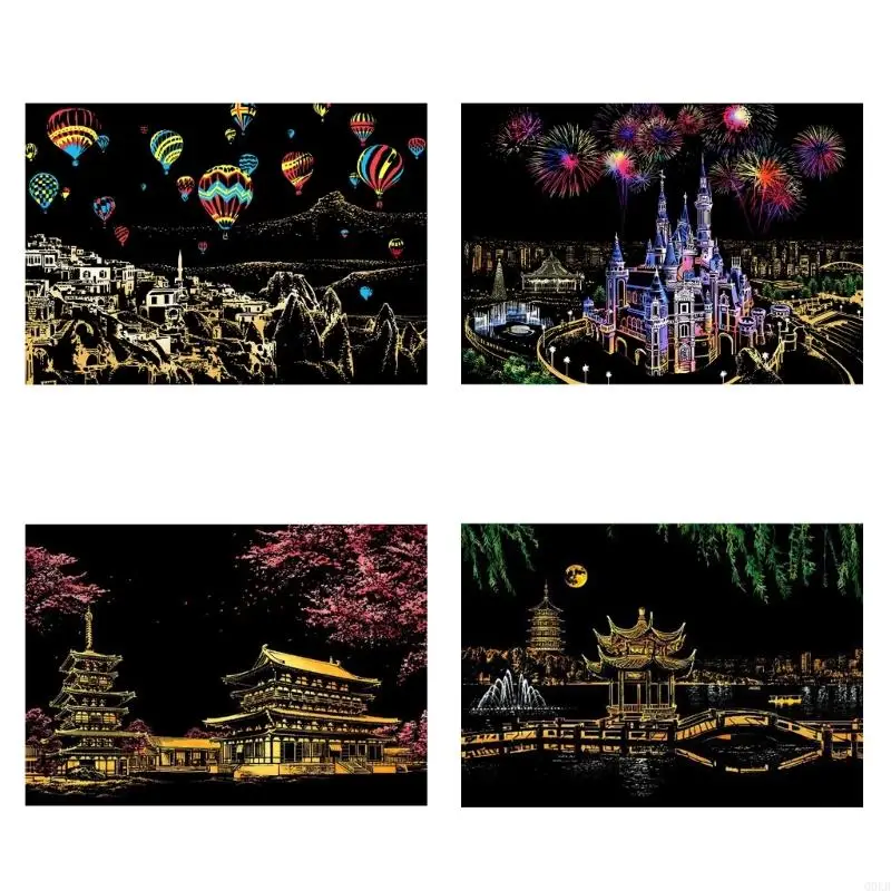Q0KB Scratch Painting Kits for Adult City Night View Scratch Painting Rainbow Sketch Pad DIY Art Craft Landscape Painting
Q0KB Scratch Painting Kits for Adult City Night View Scratch Painting Rainbow Sketch Pad DIY Art Craft Landscape Painting