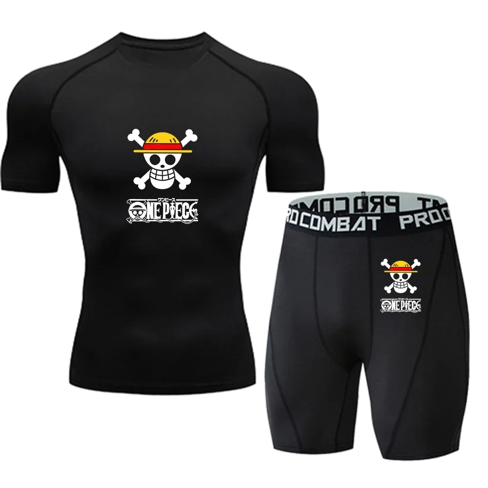 Stylish Men's Set, Compression Wear with Straw Hat Pirates Jolly Roger Print, High Elasticity, Quick-Drying and Sweat-Absorbent
Stylish Men's Set, Compression Wear with Straw Hat Pirates Jolly Roger Print, High Elasticity, Quick-Drying and Sweat-Absorbent