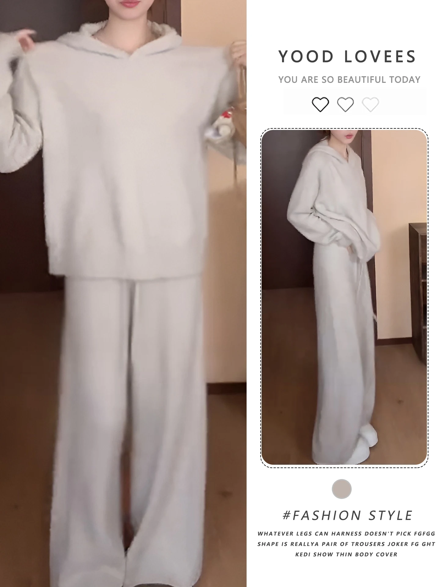 Laid-back Style Loose Fit Hooded Thickened Sweatshirt Wide Leg Pants Women's Fashion Set Autumn Winter New Casual Outfit
Laid-back Style Loose Fit Hooded Thickened Sweatshirt Wide Leg Pants Women's Fashion Set Autumn Winter New Casual Outfit