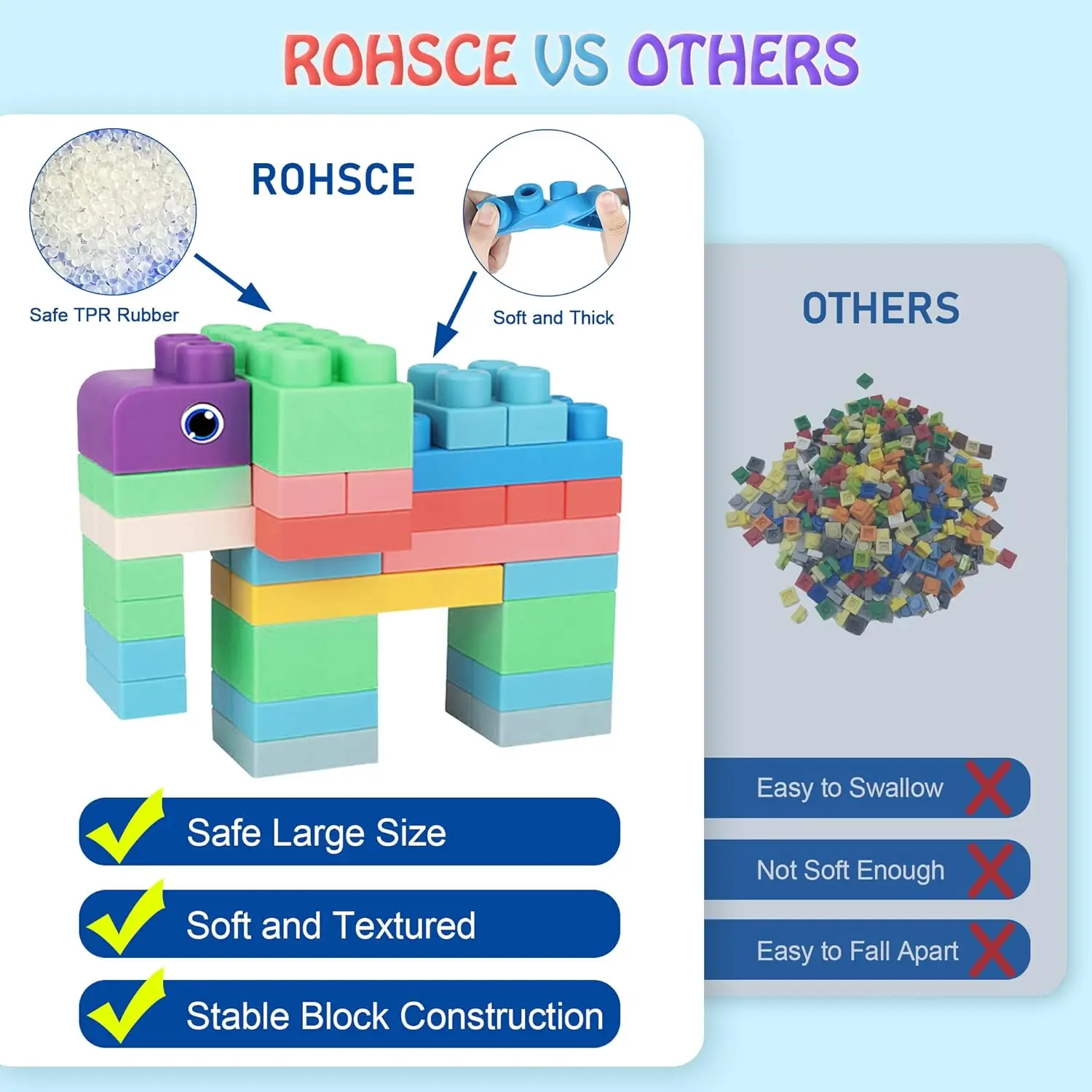 Soft Building Blocks for Toddlers, Large Building Blocks Stacking Blocks for Babies 6 Months and Up Stem Toddler Gifts
Soft Building Blocks for Toddlers, Large Building Blocks Stacking Blocks for Babies 6 Months and Up Stem Toddler Gifts