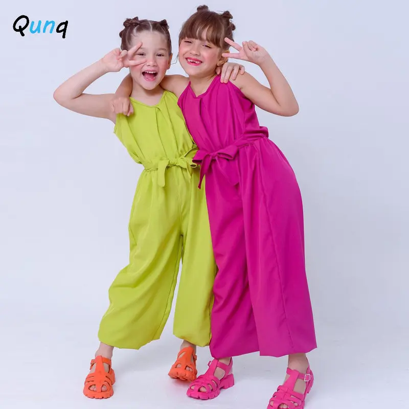 Qunq 2023 Summer INS New Girls Solid Fashion Sleeveless Pullover Lace-up Waist Wide Leg Jumpsuit Casual Kids Clothes Age 3T-8T
Qunq 2023 Summer INS New Girls Solid Fashion Sleeveless Pullover Lace-up Waist Wide Leg Jumpsuit Casual Kids Clothes Age 3T-8T