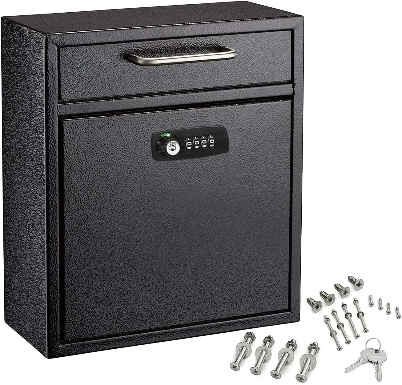 Wall Mounted Mailbox with Keys - Heavy Duty Steel Locking Drop Box for Home, Office, After-Hours Payments (Medium, Black)
Wall Mounted Mailbox with Keys - Heavy Duty Steel Locking Drop Box for Home, Office, After-Hours Payments (Medium, Black)