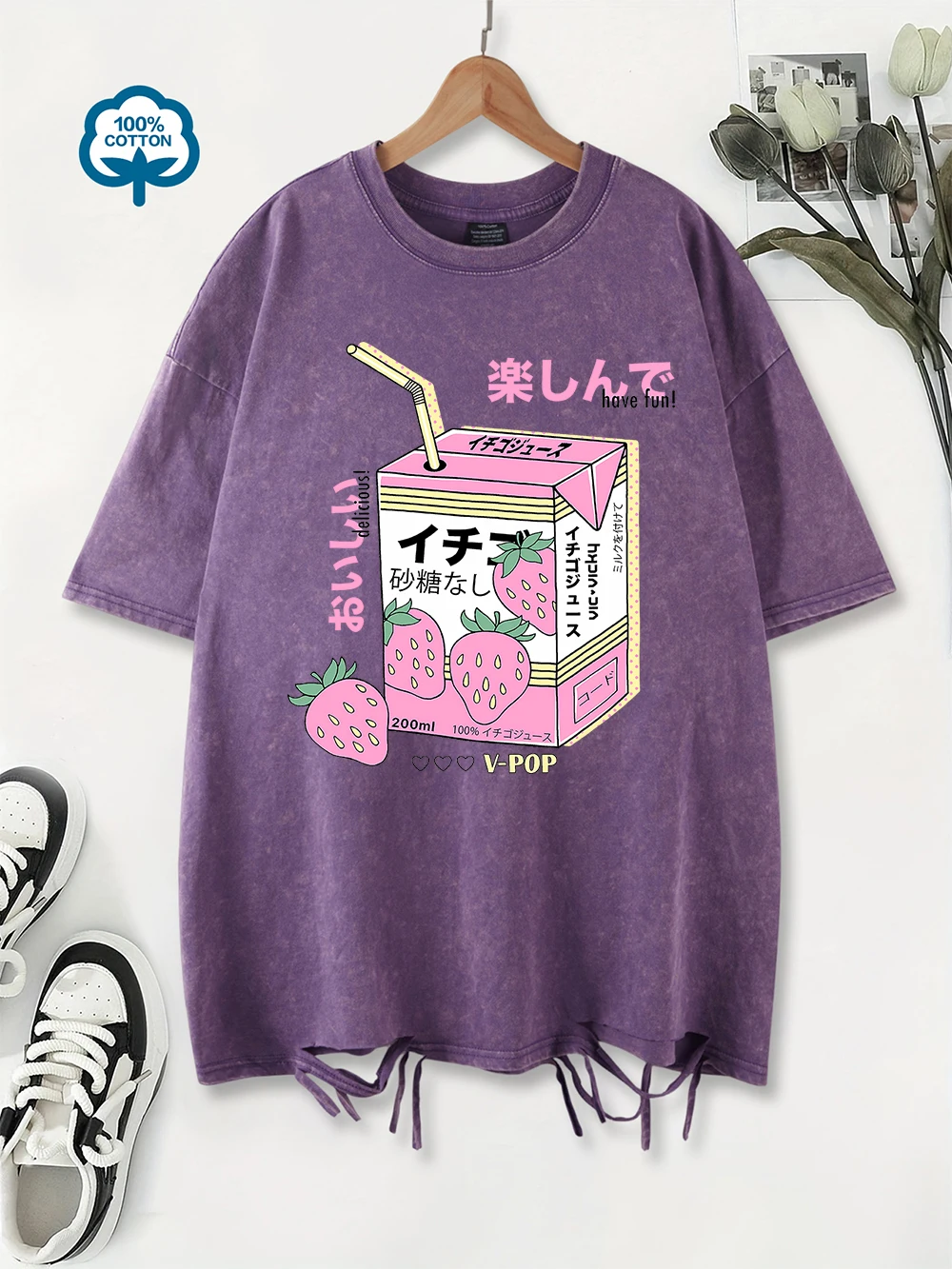 Summer Washed T-Shirt Women Cotton Strawberry Drinks Printing Tops Casual O-Neck Oversized Streetwear Vintage Womans Clothes
Summer Washed T-Shirt Women Cotton Strawberry Drinks Printing Tops Casual O-Neck Oversized Streetwear Vintage Womans Clothes
