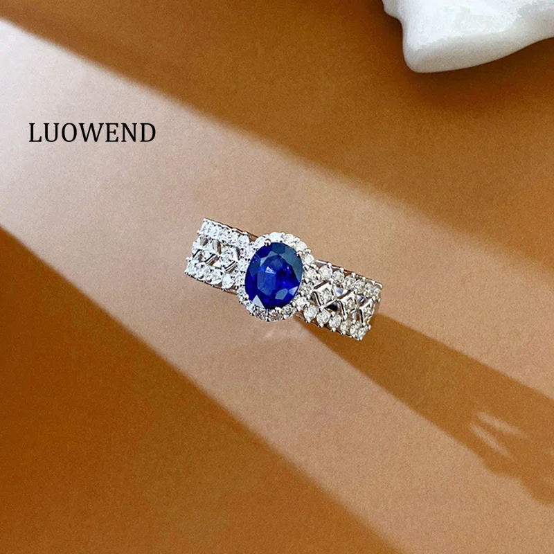LUOWEND 100% 18K White Gold Rings Luxury Diamond Jewelry Natural Sapphire Ring for Women Classic Design High Wedding Jewelry
LUOWEND 100% 18K White Gold Rings Luxury Diamond Jewelry Natural Sapphire Ring for Women Classic Design High Wedding Jewelry
