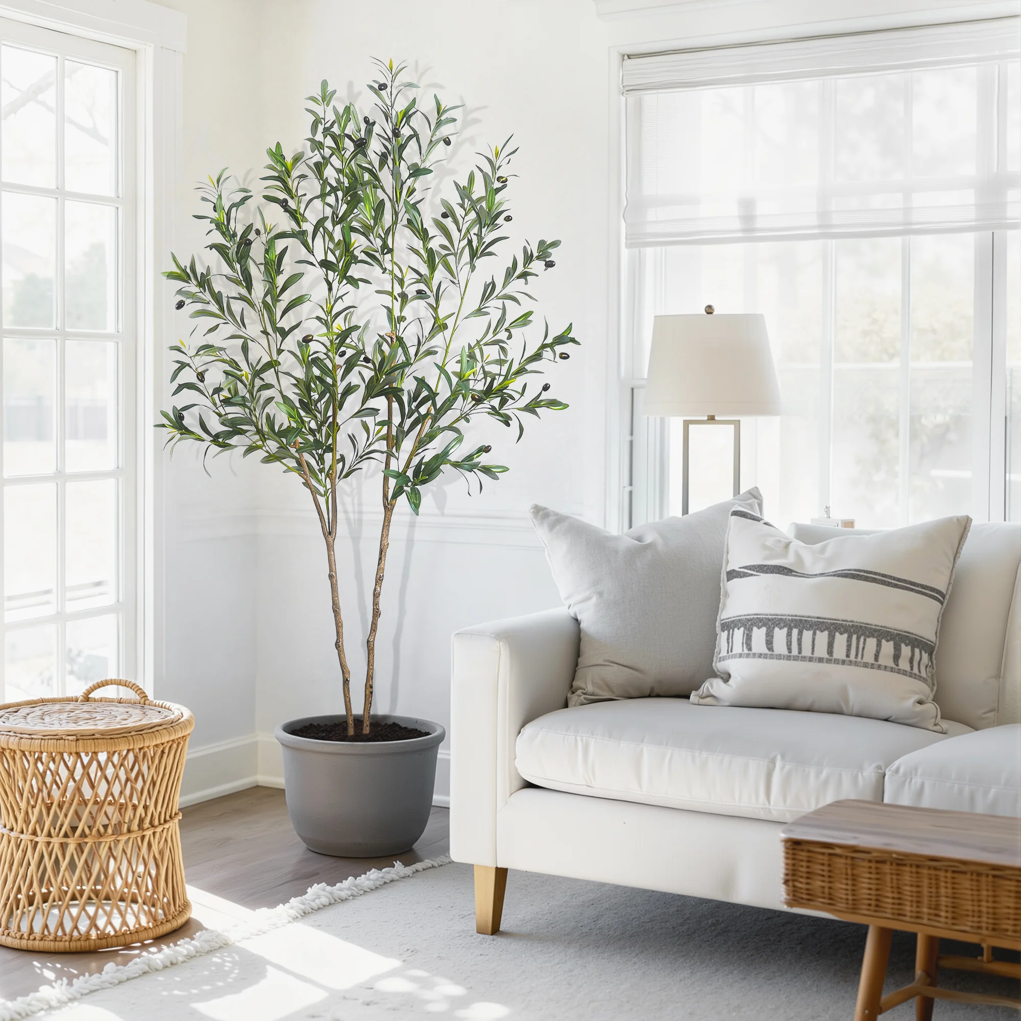 6ft Artificial Olive Tree Thicken Trunk Indoor Tall Faux Plants Fake Tree for Home Living Room Kitchen Decor House Spring Summer
6ft Artificial Olive Tree Thicken Trunk Indoor Tall Faux Plants Fake Tree for Home Living Room Kitchen Decor House Spring Summer