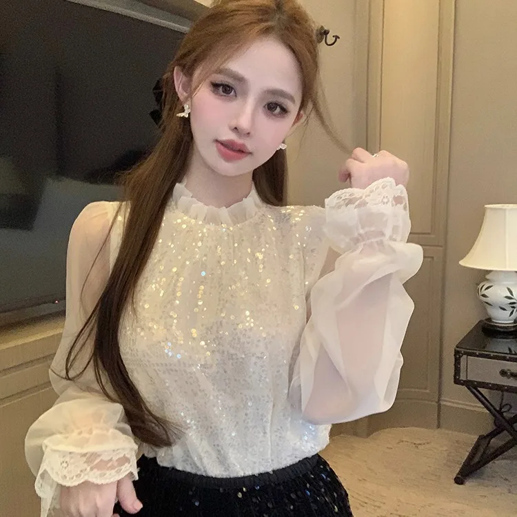 Spring 2026 New Style Sequin Patchwork Long Sleeve Women's National Style Shirt Glowing Top Match All Seasons Casual Wear
Spring 2026 New Style Sequin Patchwork Long Sleeve Women's National Style Shirt Glowing Top Match All Seasons Casual Wear
