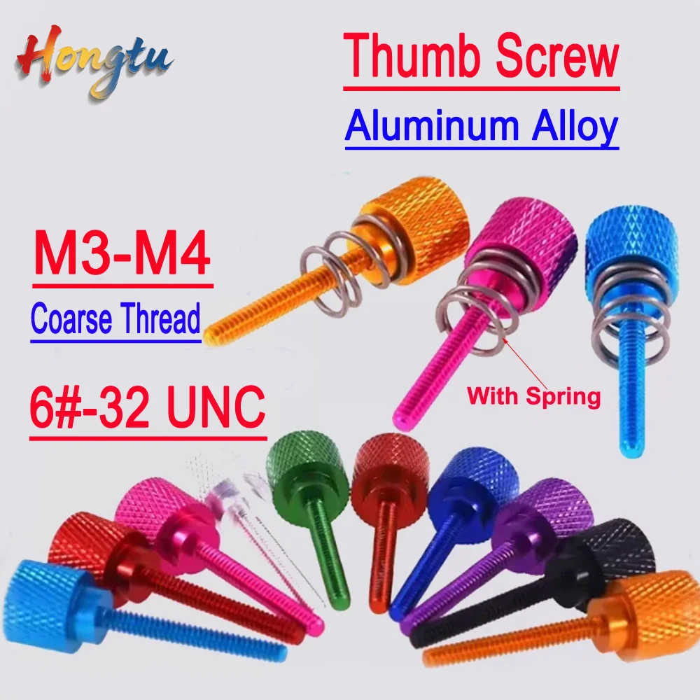 Hongtu Anodized Aluminum Knurled Thumb Screws (2 Types) - M3/M4 Coarse Thread & 6#-32 UNC, Hand-Tightenable & Shockproof
Hongtu Anodized Aluminum Knurled Thumb Screws (2 Types) - M3/M4 Coarse Thread & 6#-32 UNC, Hand-Tightenable & Shockproof