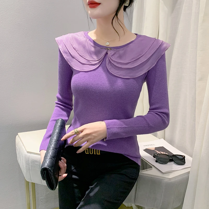 2023 New Fall Winter European Style Knitted Sweaters Chic Sexy Peter Pan Collar Ruffles Patchwork Women Pullover Hot Tops 38115
2023 New Fall Winter European Style Knitted Sweaters Chic Sexy Peter Pan Collar Ruffles Patchwork Women Pullover Hot Tops 38115