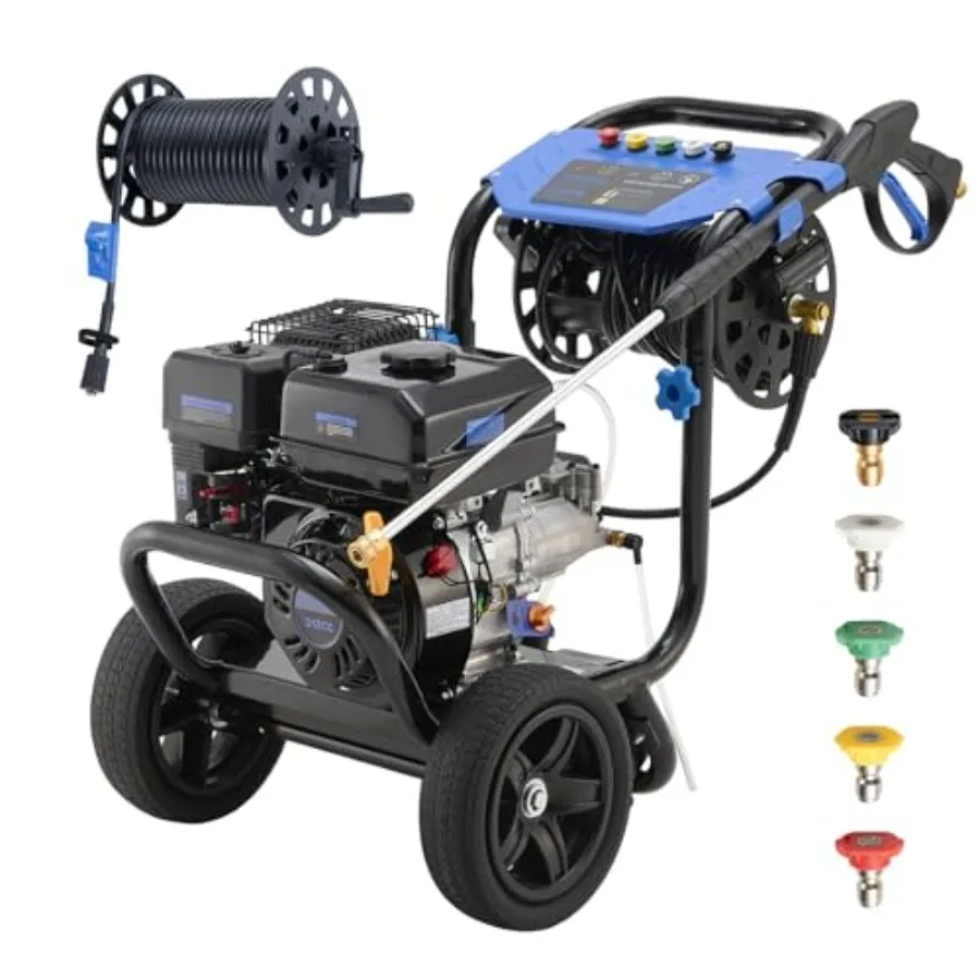 Gas Pressure Washer 3600 PSI with Hose Reel, 2.3 GPM Heavy Duty High Power Washer, 212CC Engine with 30FT Hose, Axial Aluminum
Gas Pressure Washer 3600 PSI with Hose Reel, 2.3 GPM Heavy Duty High Power Washer, 212CC Engine with 30FT Hose, Axial Aluminum