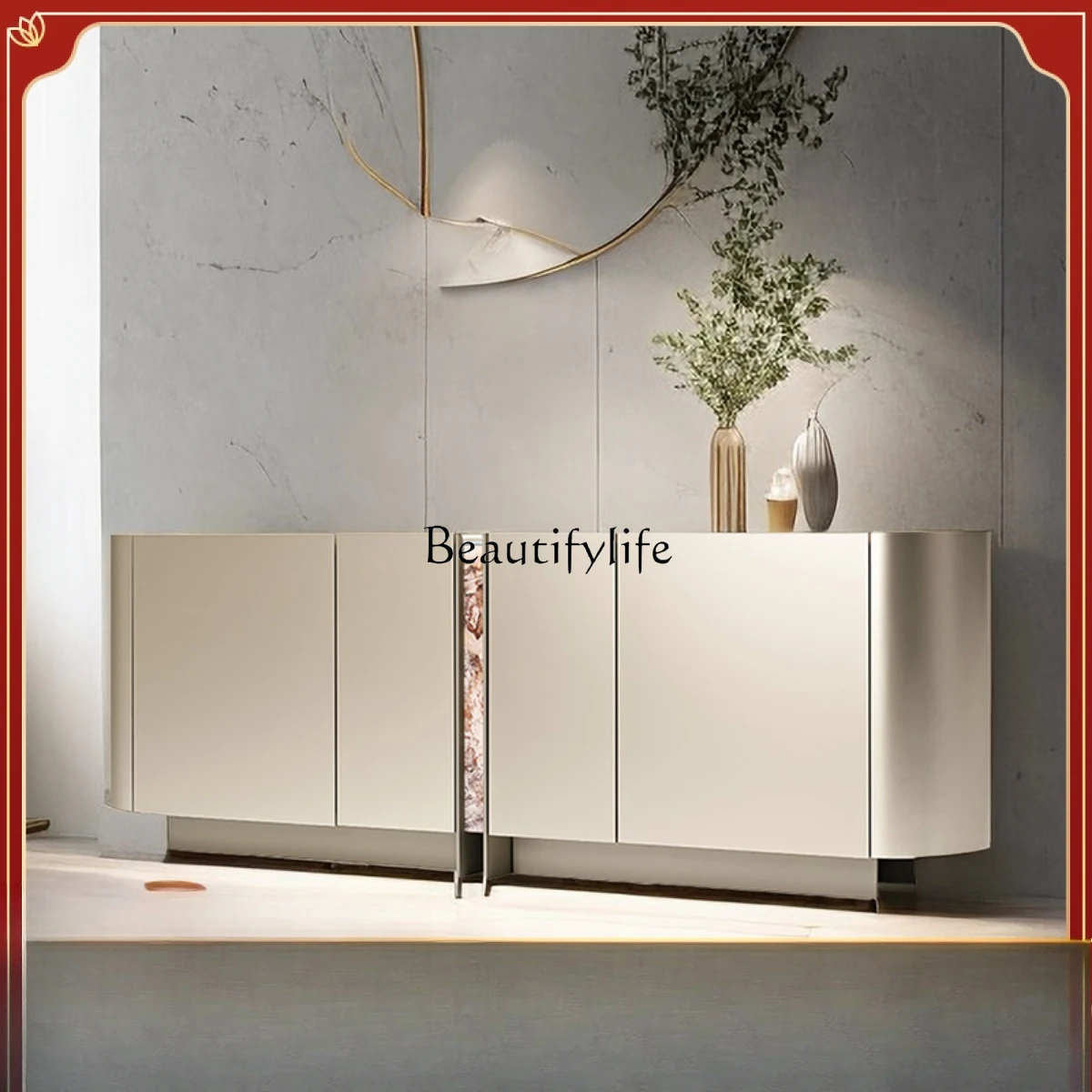 Italian minimalist luxury entrance cabinet painted solid wood dining side cabinet against the wall
Italian minimalist luxury entrance cabinet painted solid wood dining side cabinet against the wall