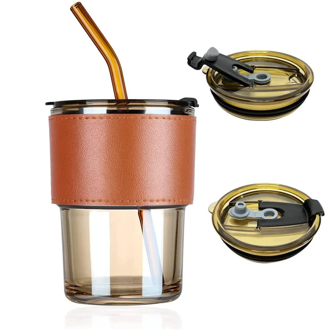 Leak-Proof Glass Tumbler Cup, 400ml Clear Reusable Smoothie Mugs with Leak Proof Lid and Heat Resistant Leather Band
Leak-Proof Glass Tumbler Cup, 400ml Clear Reusable Smoothie Mugs with Leak Proof Lid and Heat Resistant Leather Band