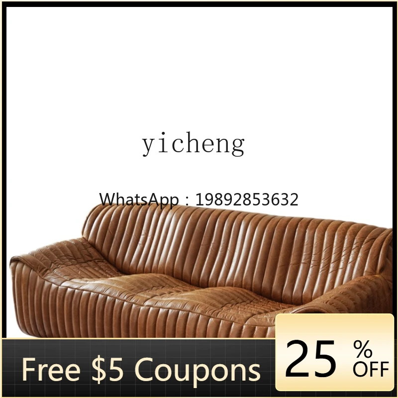 ZZ Leather Sofa Living Room First Layer Leather Sofa Retro Wave Sofa 
ZZ Leather Sofa Living Room First Layer Leather Sofa Retro Wave Sofa
