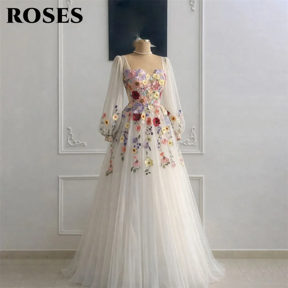 ROSES White Formal Gown Square Neck Off Shoulder Prom Dresses Long Sleeve Evening Dress with 3D Floral Modern Style Customized
ROSES White Formal Gown Square Neck Off Shoulder Prom Dresses Long Sleeve Evening Dress with 3D Floral Modern Style Customized