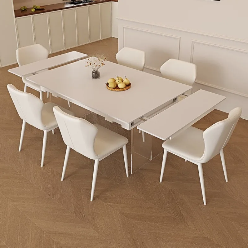 Acrylic suspension folding telescopic rock slab dining table pure white household small apartment rectangular dining
Acrylic suspension folding telescopic rock slab dining table pure white household small apartment rectangular dining