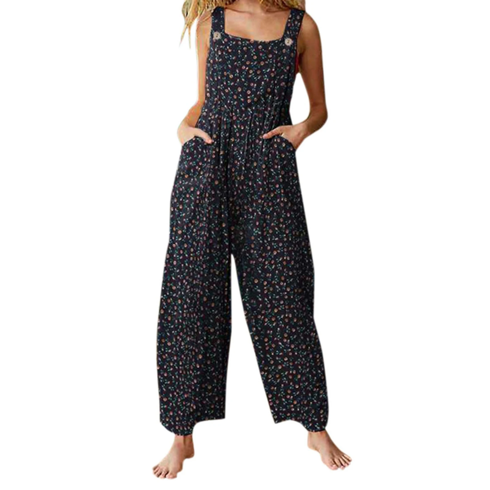 Women Flower Prints Beach Style Loose Jumpsuit Bohemian Square Neck Sleeveless Off Shoulder Bodysuit Straight Leg Suspenders
Women Flower Prints Beach Style Loose Jumpsuit Bohemian Square Neck Sleeveless Off Shoulder Bodysuit Straight Leg Suspenders