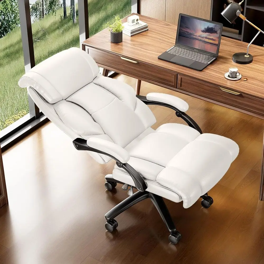 Ergonomic High-Back Reclining Office Chair with Wide Seat for Big and Tall, White Leather Desk Chair
Ergonomic High-Back Reclining Office Chair with Wide Seat for Big and Tall, White Leather Desk Chair