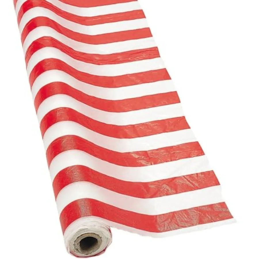 Red Tablecloth Roll 100 Feet x 40 Inch - Red and White Striped Plastic Table Cloth Disposable for Carnival Decorations, Patriot
Red Tablecloth Roll 100 Feet x 40 Inch - Red and White Striped Plastic Table Cloth Disposable for Carnival Decorations, Patriot