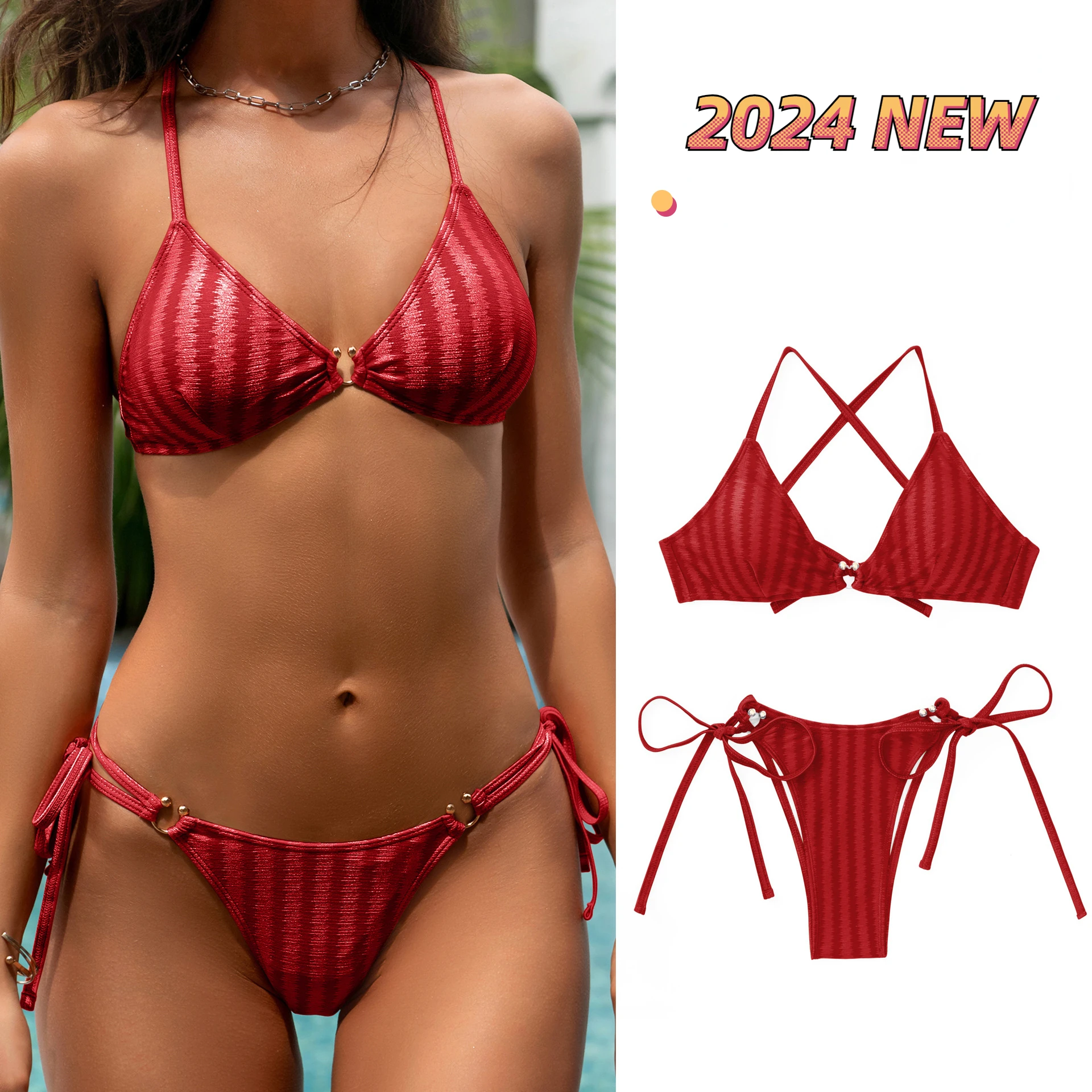 2024 сексуальное жаккардовое бикини, купальник из двух частей для отпуска 
2024 сексуальное жаккардовое бикини, купальник из двух частей для отпуска