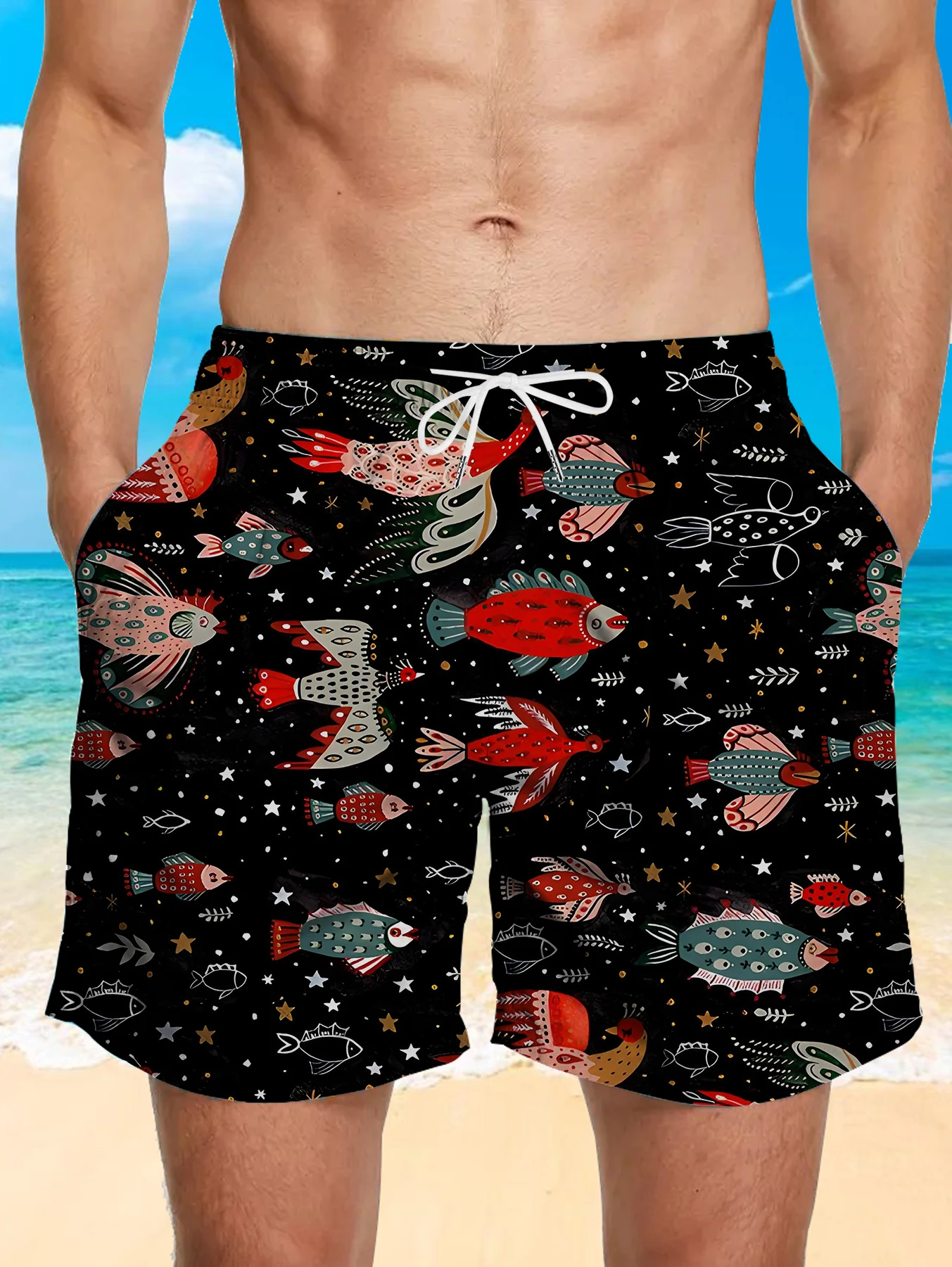 Comfort Waistband Beach Shorts Men Full Print Digital Design Polyester Trunks
Comfort Waistband Beach Shorts Men Full Print Digital Design Polyester Trunks