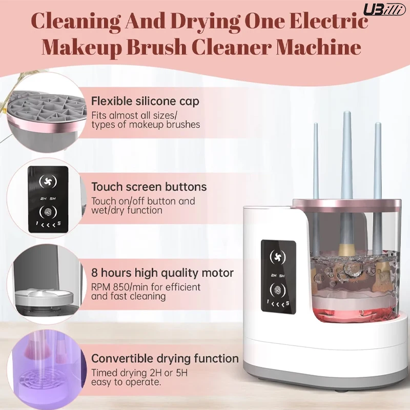UBilli Portable Makeup Brush Cleaning Machine Automatic Cosmetics Brush Cleaner with Drying Electric Make-up Brush Cleaner Dryer
UBilli Portable Makeup Brush Cleaning Machine Automatic Cosmetics Brush Cleaner with Drying Electric Make-up Brush Cleaner Dryer