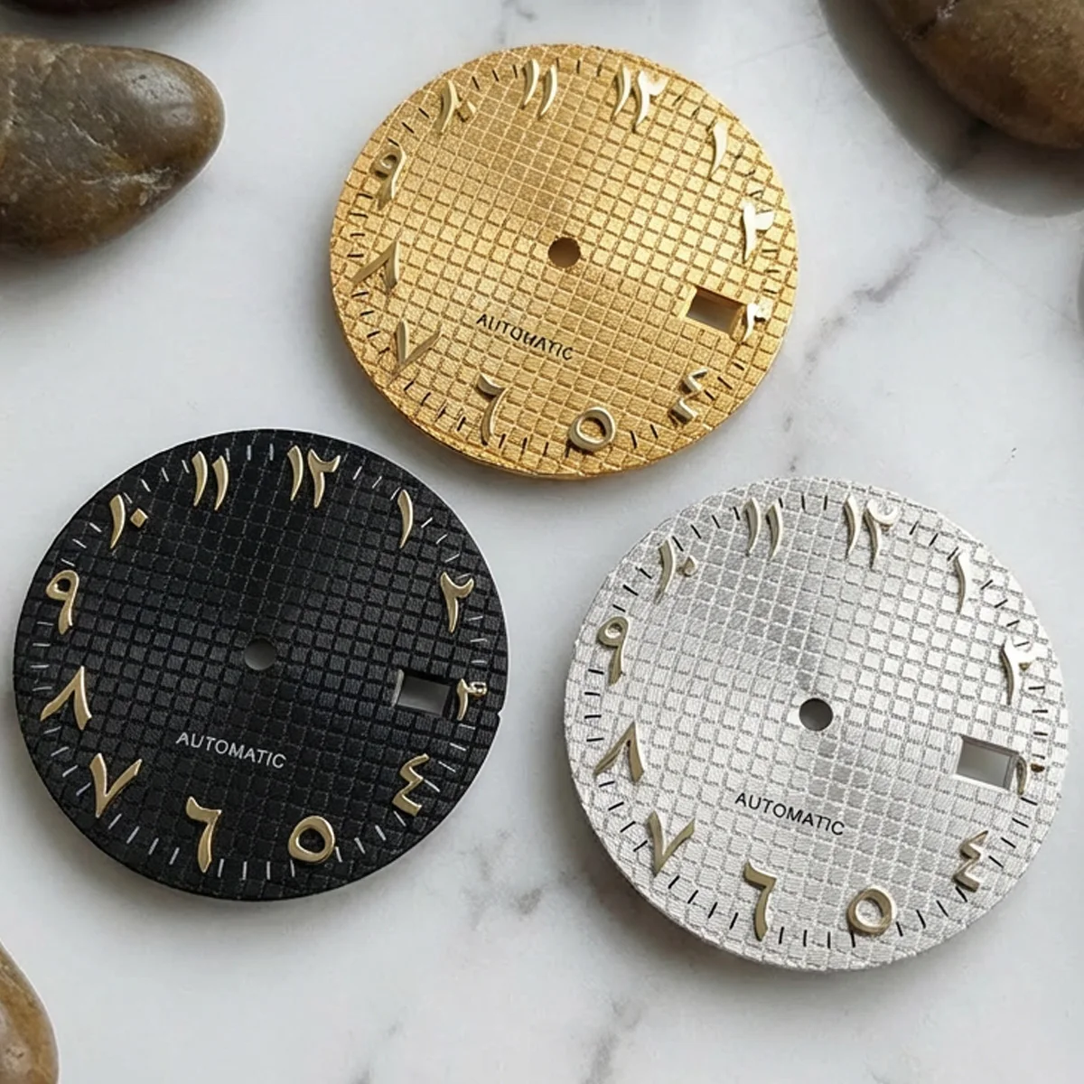 31mm No Logo Classic Waffle Arabic Marker Dial Suitable For NH35 Automatic Movement Case Mod Parts Accessories
31mm No Logo Classic Waffle Arabic Marker Dial Suitable For NH35 Automatic Movement Case Mod Parts Accessories