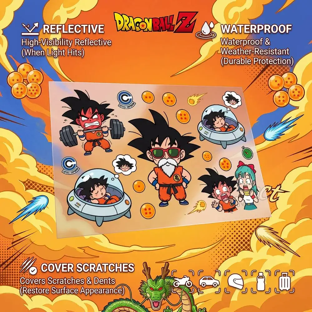 DRAGON BALL Goku Safety Reflective Waterproof Auto Decal Scratch Cover Stickers Universal For Bike Helmet Mug Refrigerator
DRAGON BALL Goku Safety Reflective Waterproof Auto Decal Scratch Cover Stickers Universal For Bike Helmet Mug Refrigerator