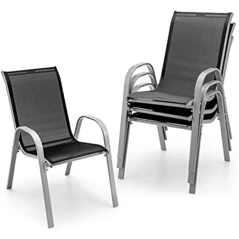 Set of 4 Patio Chairs, Stackable Outdoor Dining Chairs, 330 LBS Capacity, All Weather Resistant, Heavy Duty Rustproof Me
Set of 4 Patio Chairs, Stackable Outdoor Dining Chairs, 330 LBS Capacity, All Weather Resistant, Heavy Duty Rustproof Me