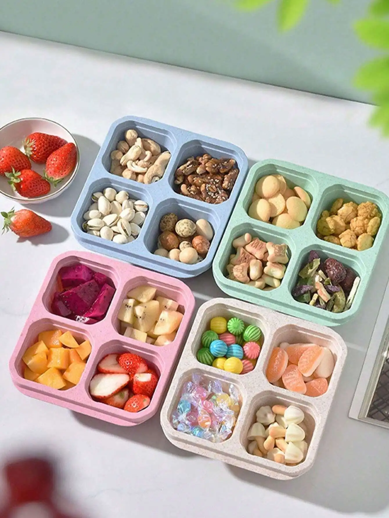 4-Compartment Snack Container, With 4 Detachable Compartments Lunchbox Container, Reusable Meal Prep Snack Container, Snack Lunc
4-Compartment Snack Container, With 4 Detachable Compartments Lunchbox Container, Reusable Meal Prep Snack Container, Snack Lunc