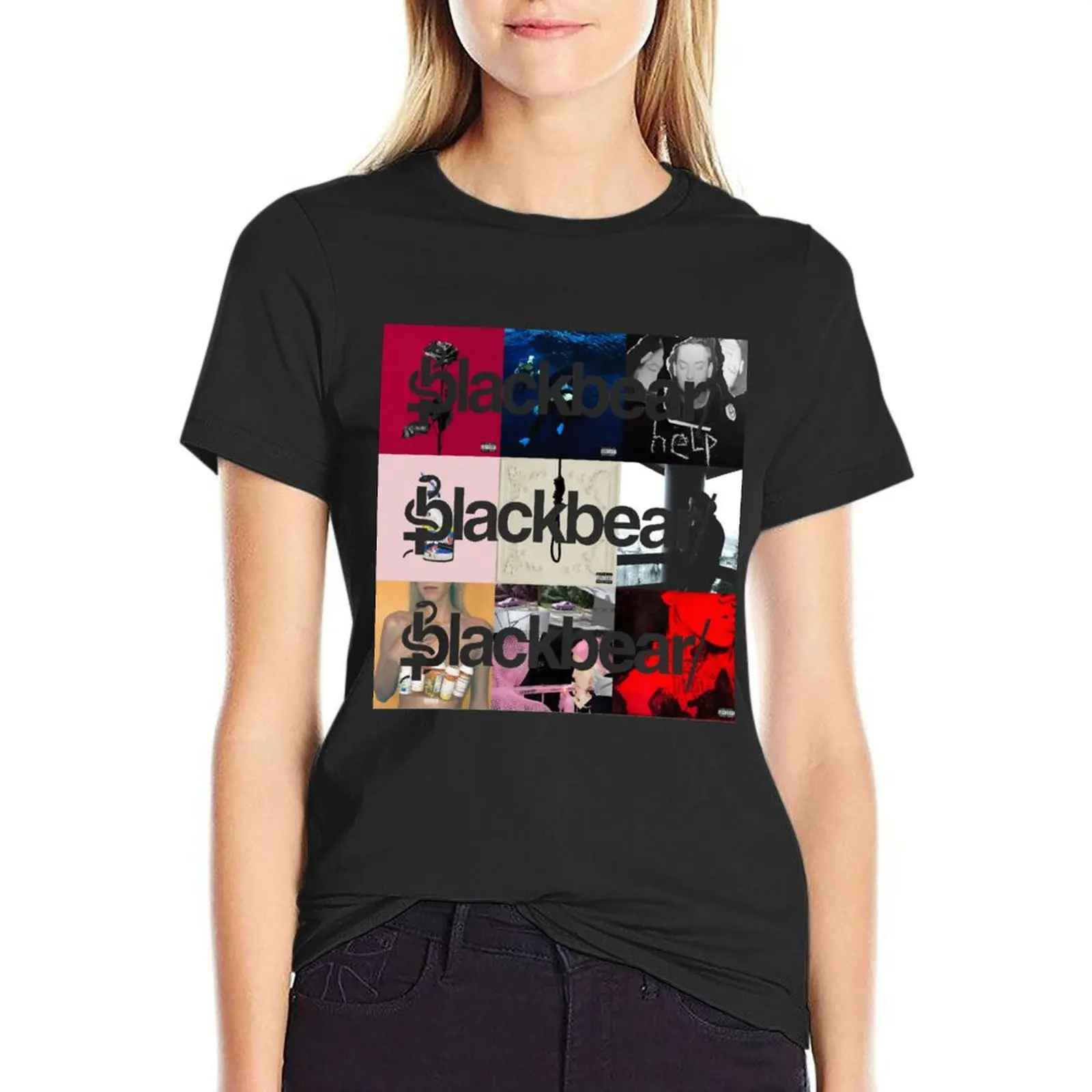 Blackbear Album Cover Collage Transparent Logos T-Shirt cute tops graphics summer clothes oversized Women's summer blouses 2024
Blackbear Album Cover Collage Transparent Logos T-Shirt cute tops graphics summer clothes oversized Women's summer blouses 2024