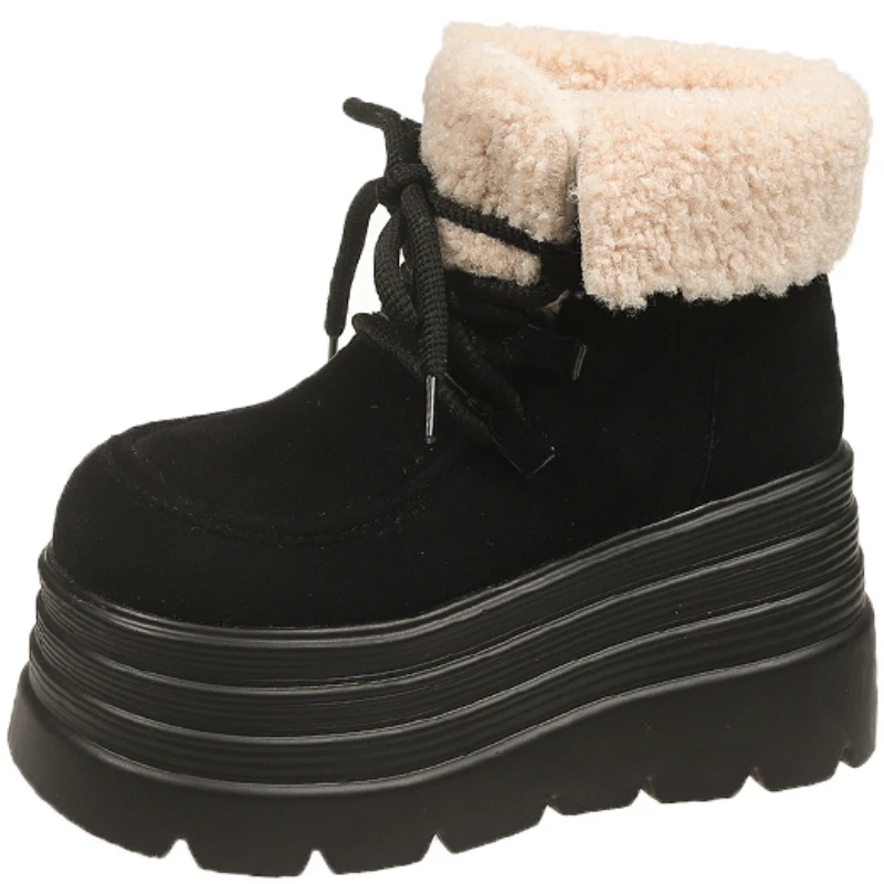 New Women Winter Warm Snow Boots 10CM High Platform Short Booties Designer Suede Leather Cotton Shoes Woman Ankle Botas Mujer
New Women Winter Warm Snow Boots 10CM High Platform Short Booties Designer Suede Leather Cotton Shoes Woman Ankle Botas Mujer