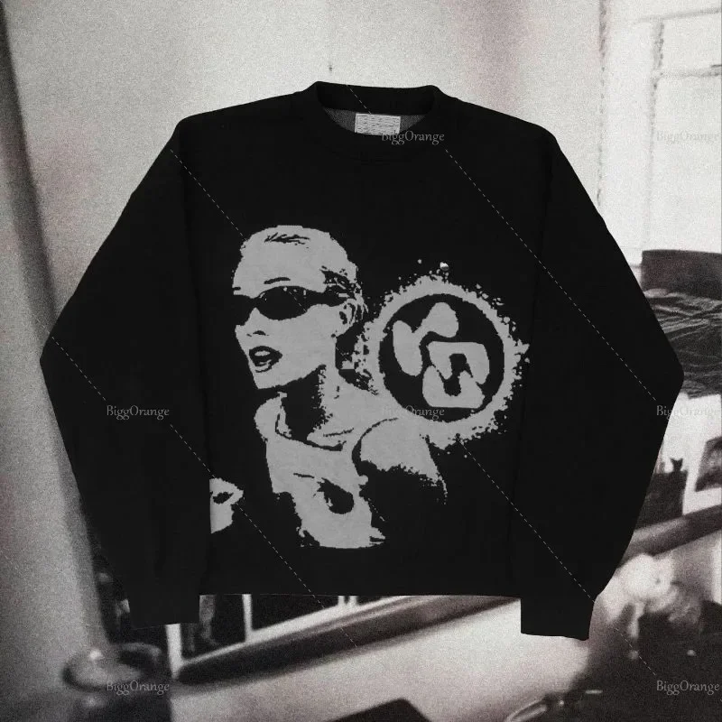2023 Sweater Loose Sunglasses Portrait Printing Simple Peplum Round Neck Couple Knit Sweater Autumn and Winter Streetwear Goth
2023 Sweater Loose Sunglasses Portrait Printing Simple Peplum Round Neck Couple Knit Sweater Autumn and Winter Streetwear Goth