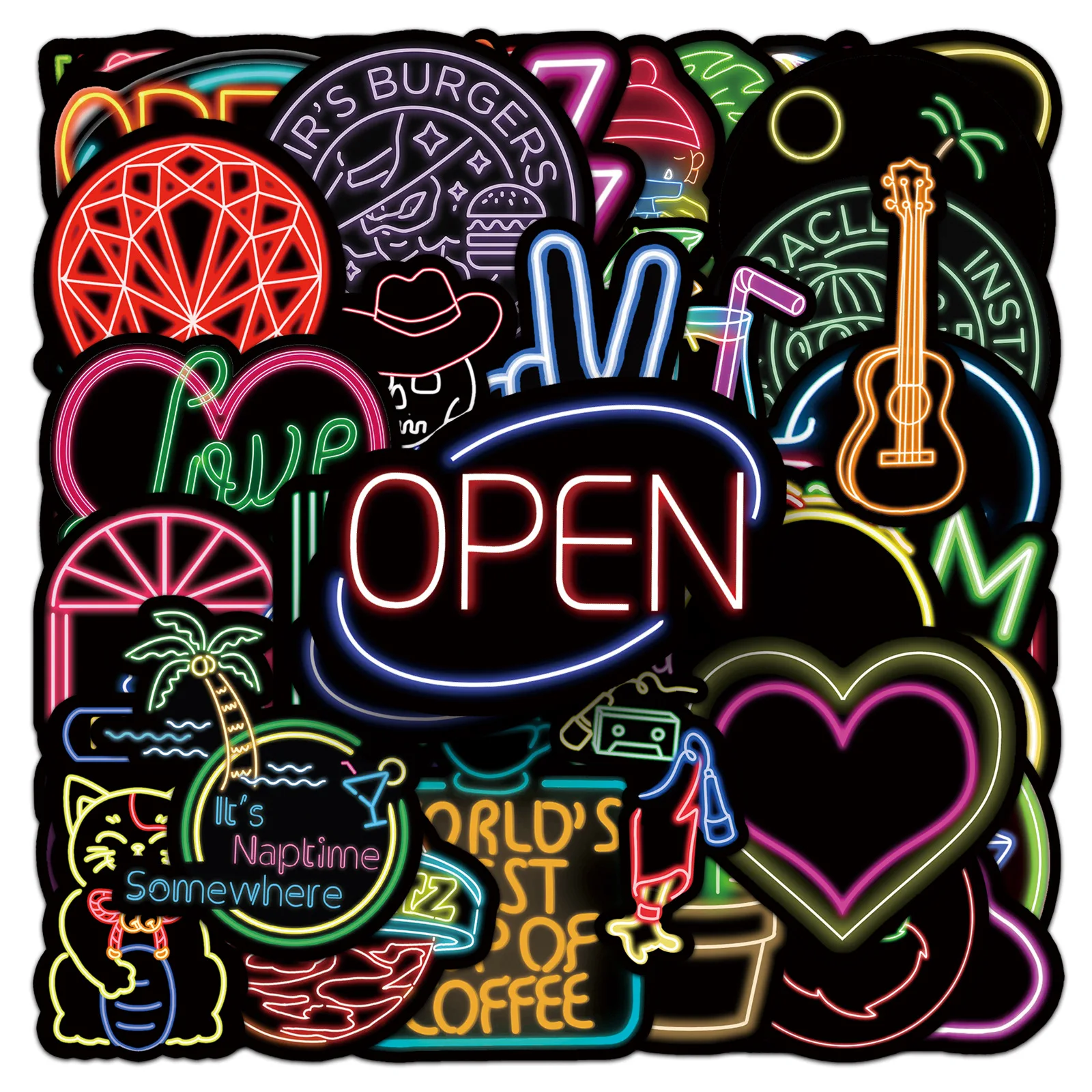 50Pcs Zhang Neon Lamp graffiti DIY cartoon Decoratio phone Luggage Laptop Guitar Bike Skateboard fridge Kid Toy waterpro sticker
50Pcs Zhang Neon Lamp graffiti DIY cartoon Decoratio phone Luggage Laptop Guitar Bike Skateboard fridge Kid Toy waterpro sticker