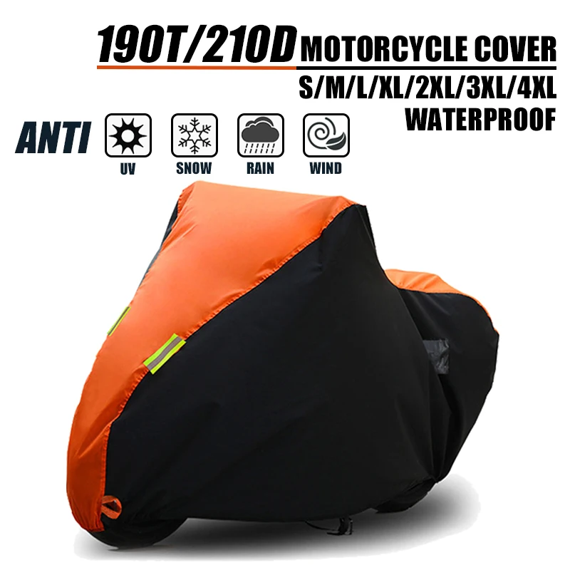 190T 210D Waterproof Motorcycle Cover for Scooter Bicycle Motor Cover Dustproof UV Protective Outdoor Motorbike Rain Cover S-4XL
190T 210D Waterproof Motorcycle Cover for Scooter Bicycle Motor Cover Dustproof UV Protective Outdoor Motorbike Rain Cover S-4XL