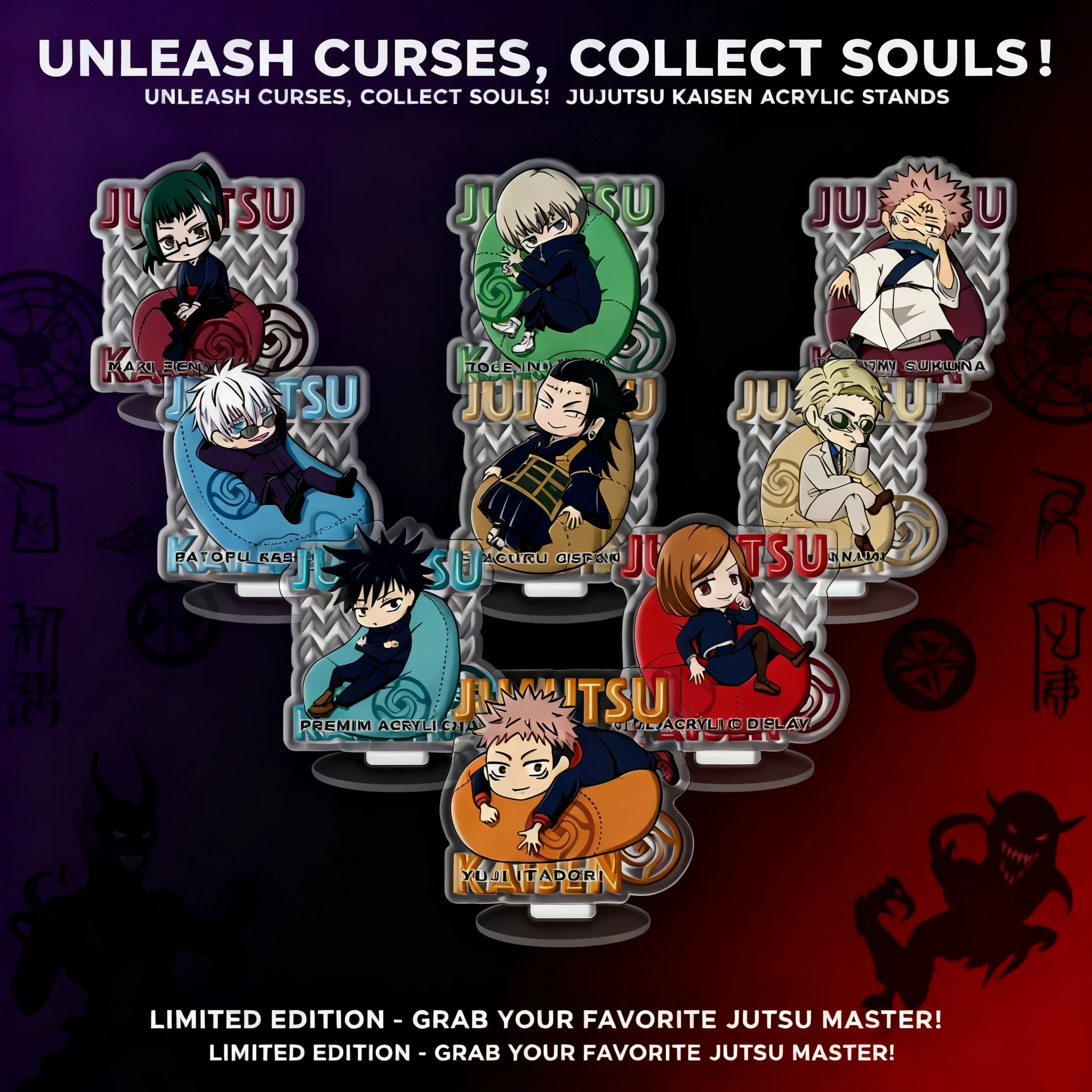 Jujutsu Kaisen Acrylic Stand Set 9 Pieces Anime Merchandise Yuji Itadori Megumi Fushiguro Cross Border Ready Stock
Jujutsu Kaisen Acrylic Stand Set 9 Pieces Anime Merchandise Yuji Itadori Megumi Fushiguro Cross Border Ready Stock