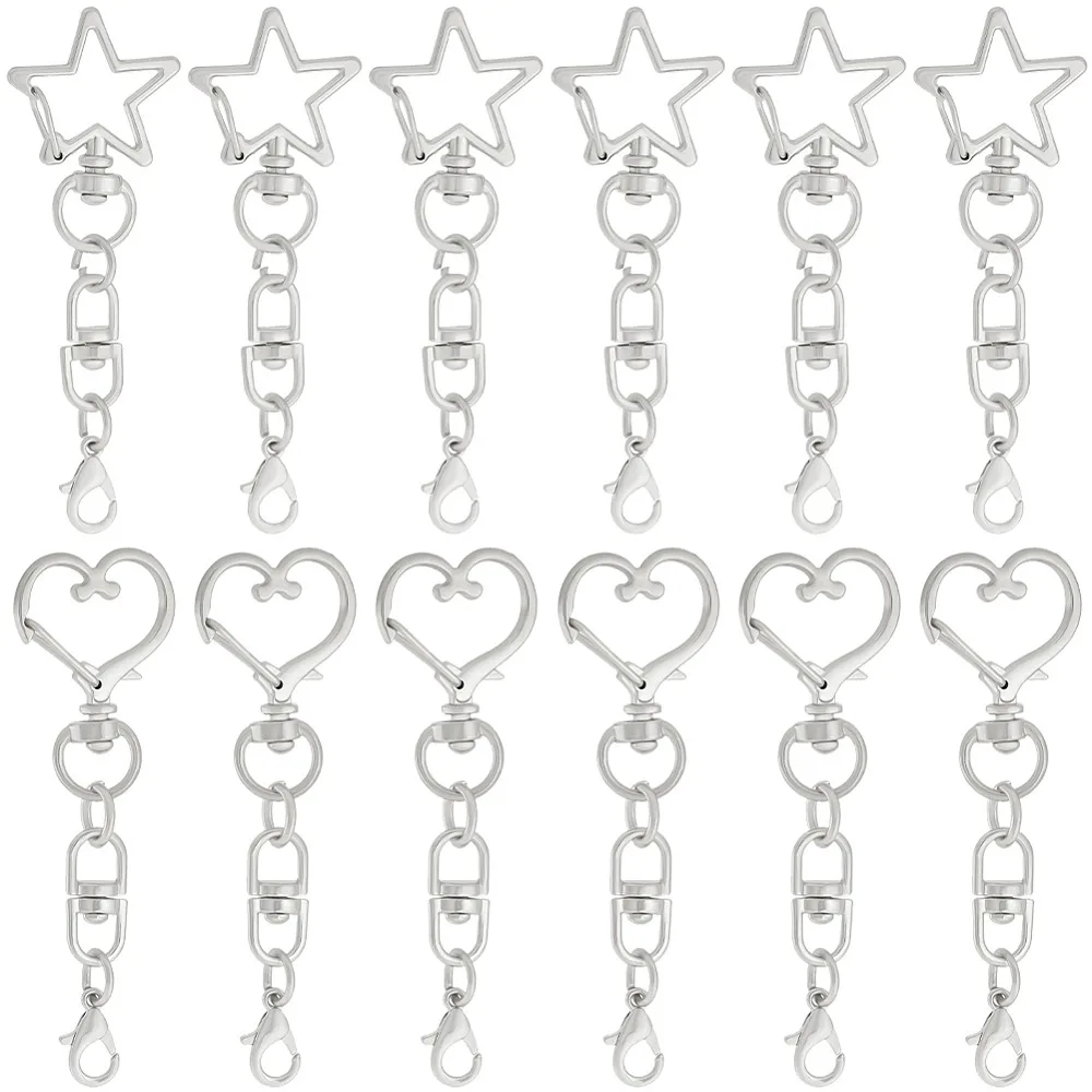 20Pcs 2 Styles Zinc Alloy Swivel Clasps Star Heart Platinum 73~75mm
20Pcs 2 Styles Zinc Alloy Swivel Clasps Star Heart Platinum 73~75mm