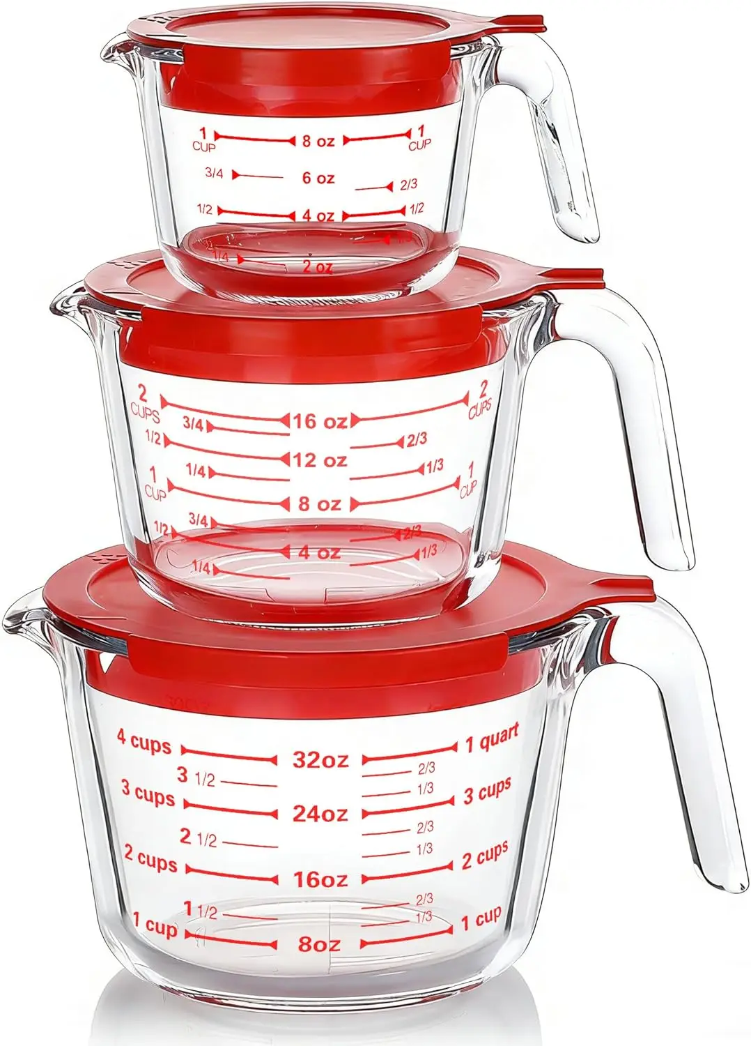 Glass Measuring Cups Set with Lids 1/2/4 Cup Borosilicate Glass Stackable for Kitchen Baking Cooking
Glass Measuring Cups Set with Lids 1/2/4 Cup Borosilicate Glass Stackable for Kitchen Baking Cooking