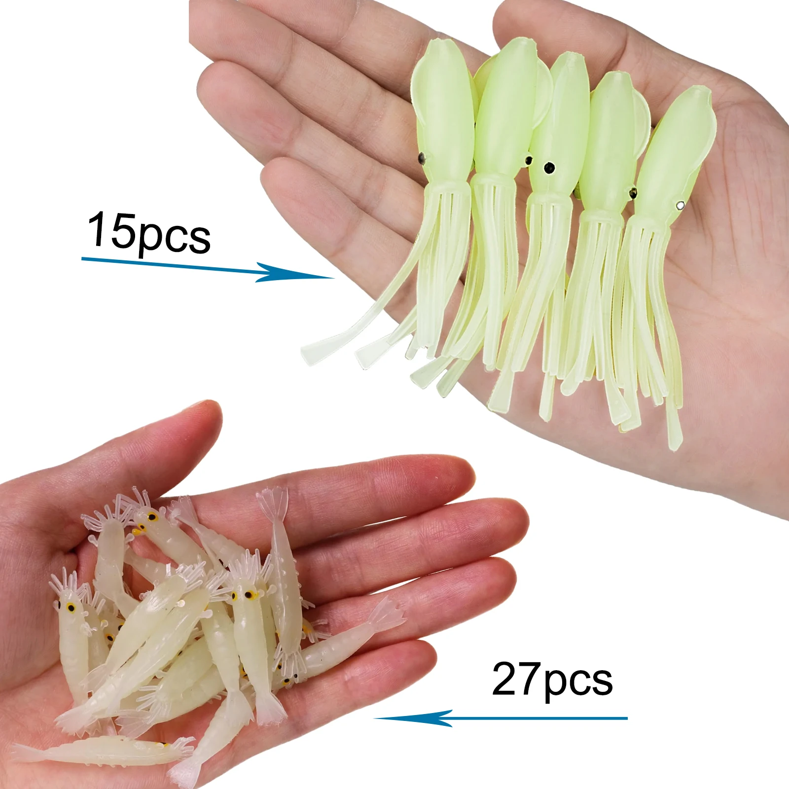 42pcs Fishing Soft Lures Artificial Glow Shrimp Octopus Baits For Bass Trout Fishing Saltwater Silicone Squid Skirt Worms Lures
42pcs Fishing Soft Lures Artificial Glow Shrimp Octopus Baits For Bass Trout Fishing Saltwater Silicone Squid Skirt Worms Lures