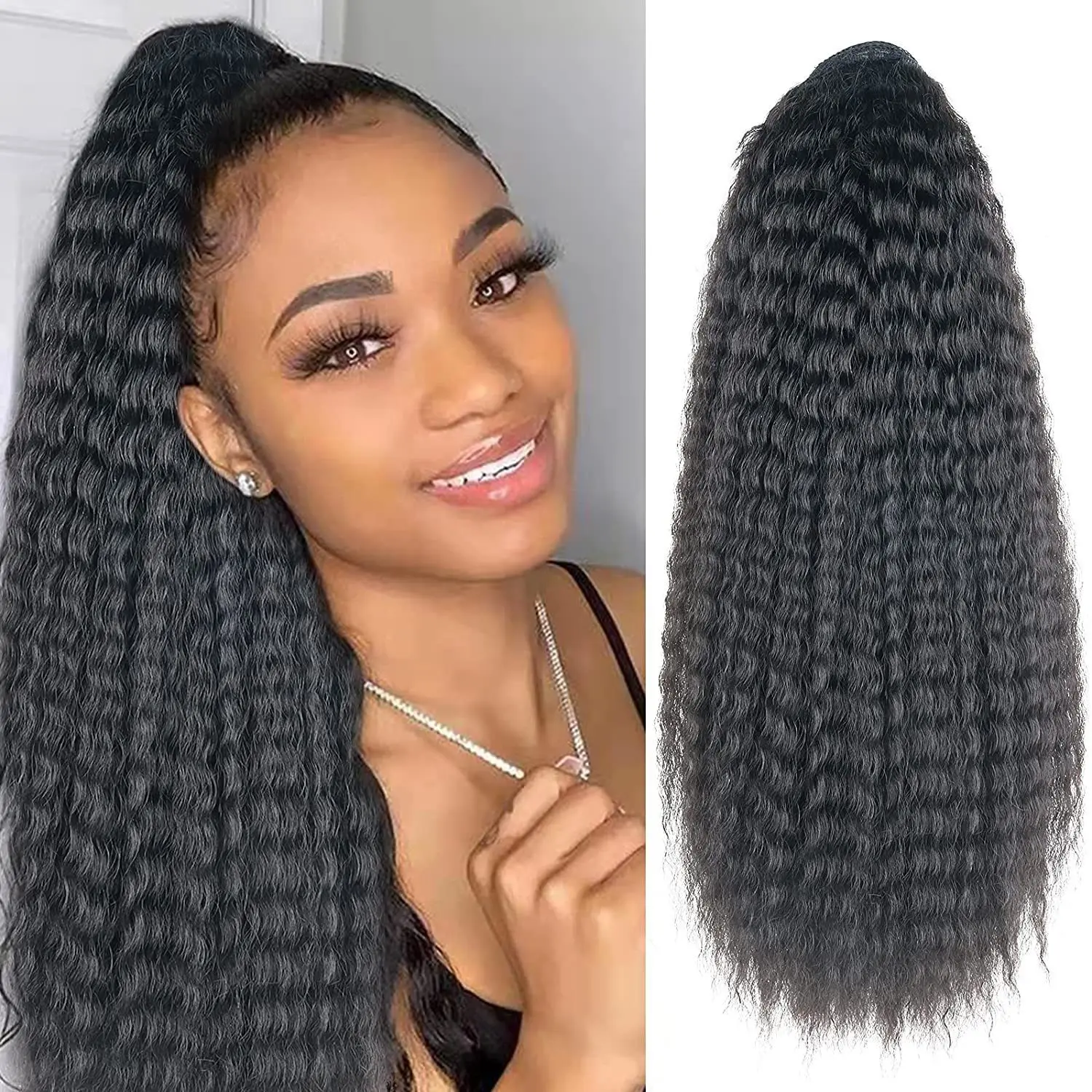 55cm 90g Women's Long Curly Wavy Ponytail Wig Clip-on Synthetic Hair Ponytail Wigs
55cm 90g Women's Long Curly Wavy Ponytail Wig Clip-on Synthetic Hair Ponytail Wigs